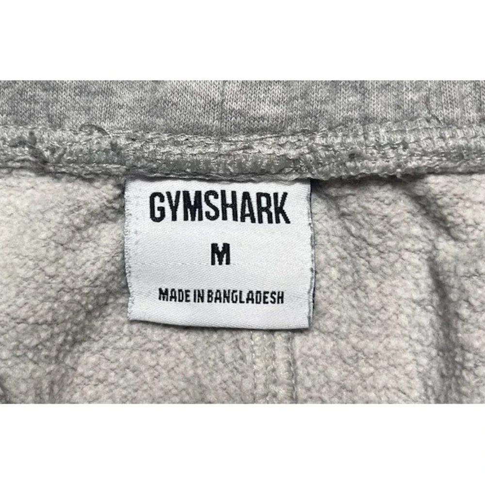 Gymshark Mens M Crest Joggers Light Gray Fleece Sweatpants Logo Gym Lift-2152